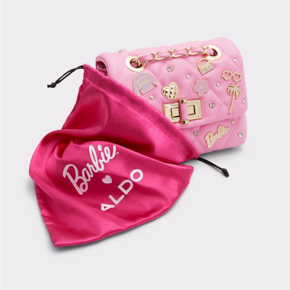 Aldo x Barbie quilted pink crossbody with charms NWT perfect condition